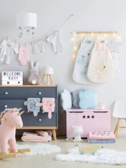 Couverture En Microfibre Imprimée étoiles Gris Clair - Vertbaudet -Literie Bébé couverture en microfibre imprimee etoiles 5