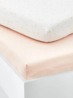 Literie Bébé -Literie Bébé lot de 2 draps housses bebe en coton 1