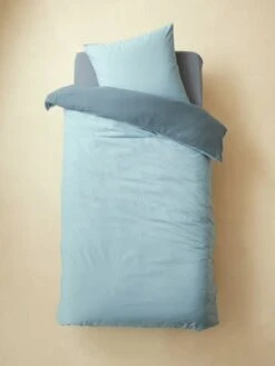 Literie Bébé -Literie Bébé parure enfant bicolore housse de couette taie doreiller en gaze de coton 1