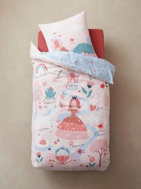 Parure Housse De Couette + Taie D'oreiller Enfant ABC PRINCESSE Mauve - Vertbaudet 4 Parure Housse De Couette + Taie D'oreiller Enfant ABC PRINCESSE Mauve - Vertbaudet – Image 2