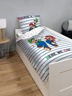 Parure Housse De Couette + Taie D'oreiller Enfant Mario® Blanc Animé - Super Mario 8 Parure Housse De Couette + Taie D'oreiller Enfant Mario® Blanc Animé - Super Mario -Literie Bébé parure housse de couette taie doreiller enfant mario 2